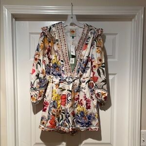 Farm Rio Greek Garden Off White Floral Romper